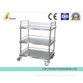 3 Layers Stainless Steel Medical Trolley Treatment Cart Hospital Equipment (als-mt04)